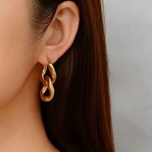 18K Gold Plated Chain Link Buckle Earrings